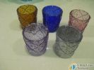 Patterned glass candle holder